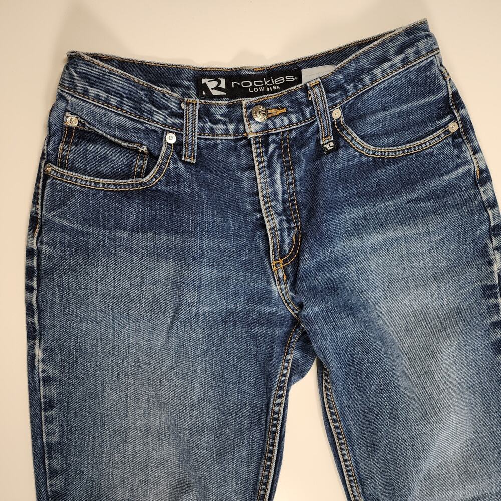 Vintage Rockies Jeans Womens 8 Dark Blue Denim Slim Bootcut Low Rise Stretch Y2K - Picture 7 of 16